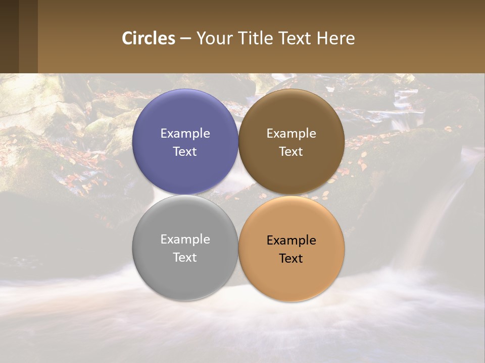 A Stream Of Water Surrounded By Rocks And Leaves PowerPoint Template