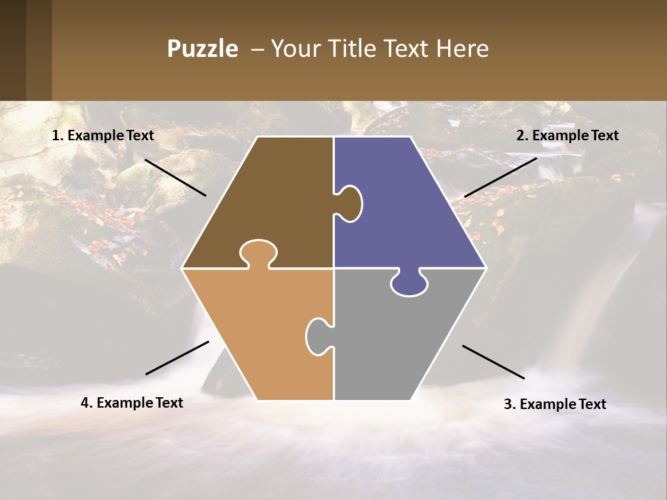 A Stream Of Water Surrounded By Rocks And Leaves PowerPoint Template