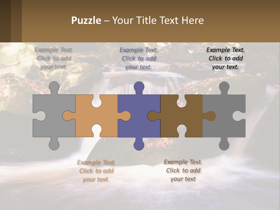 A Stream Of Water Surrounded By Rocks And Leaves PowerPoint Template