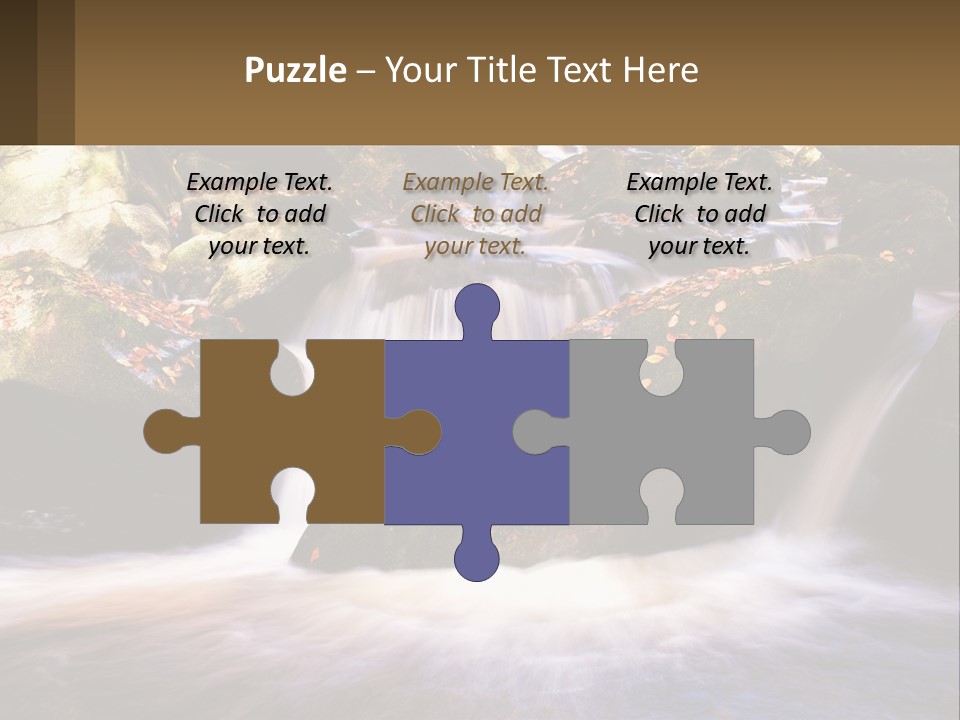 A Stream Of Water Surrounded By Rocks And Leaves PowerPoint Template