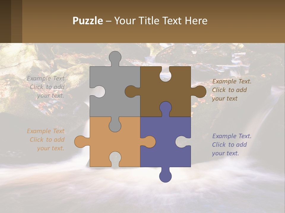 A Stream Of Water Surrounded By Rocks And Leaves PowerPoint Template