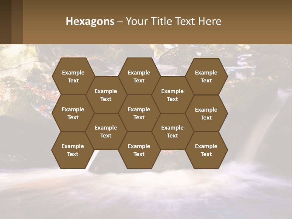 A Stream Of Water Surrounded By Rocks And Leaves PowerPoint Template