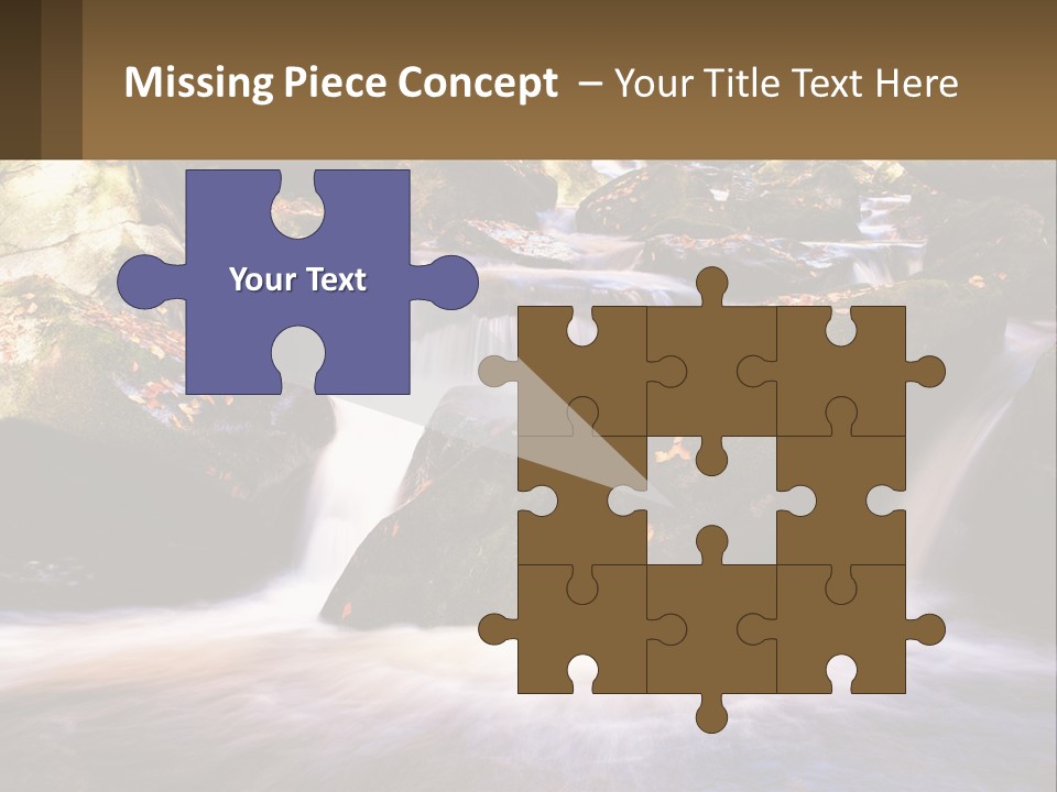 A Stream Of Water Surrounded By Rocks And Leaves PowerPoint Template