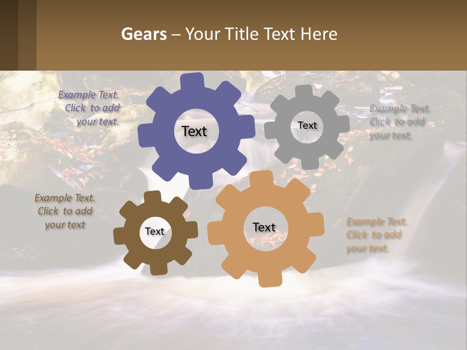 A Stream Of Water Surrounded By Rocks And Leaves PowerPoint Template