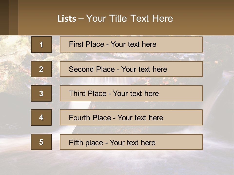 A Stream Of Water Surrounded By Rocks And Leaves PowerPoint Template