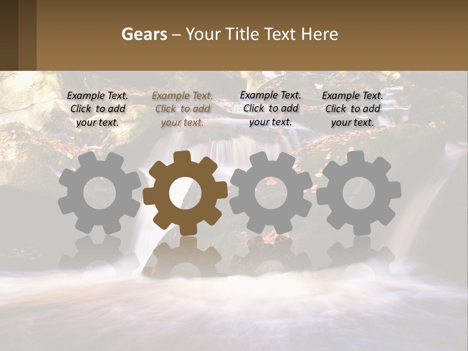 A Stream Of Water Surrounded By Rocks And Leaves PowerPoint Template