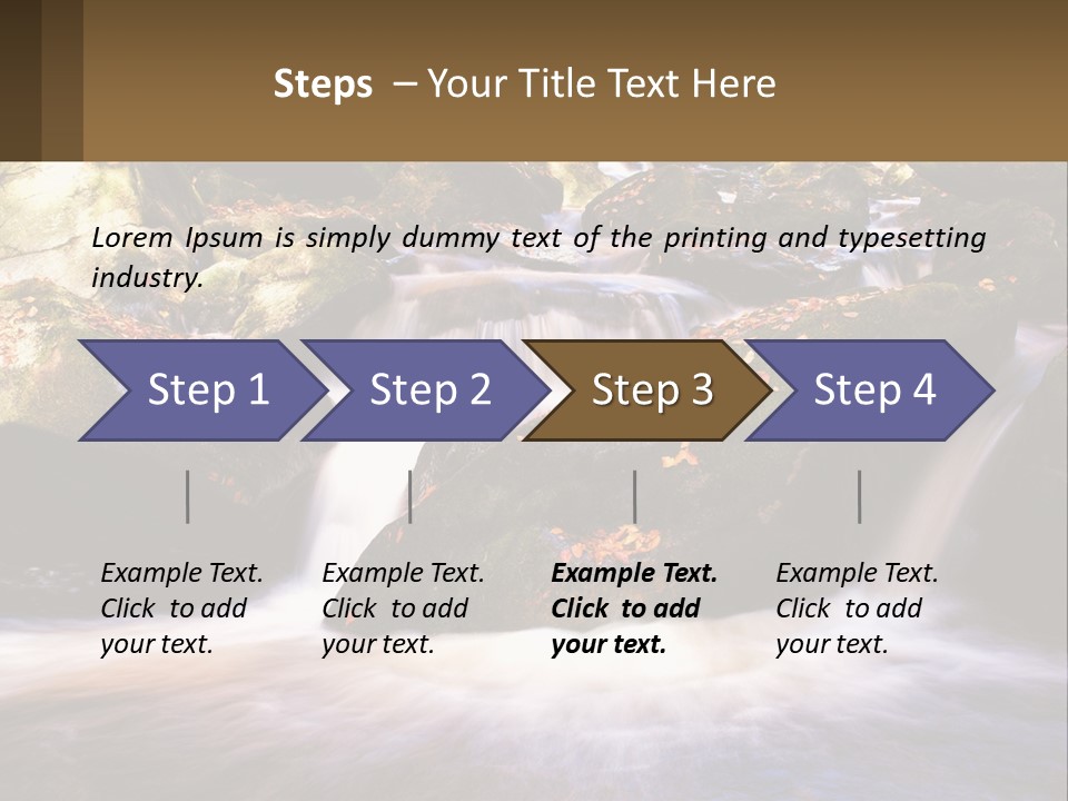 A Stream Of Water Surrounded By Rocks And Leaves PowerPoint Template