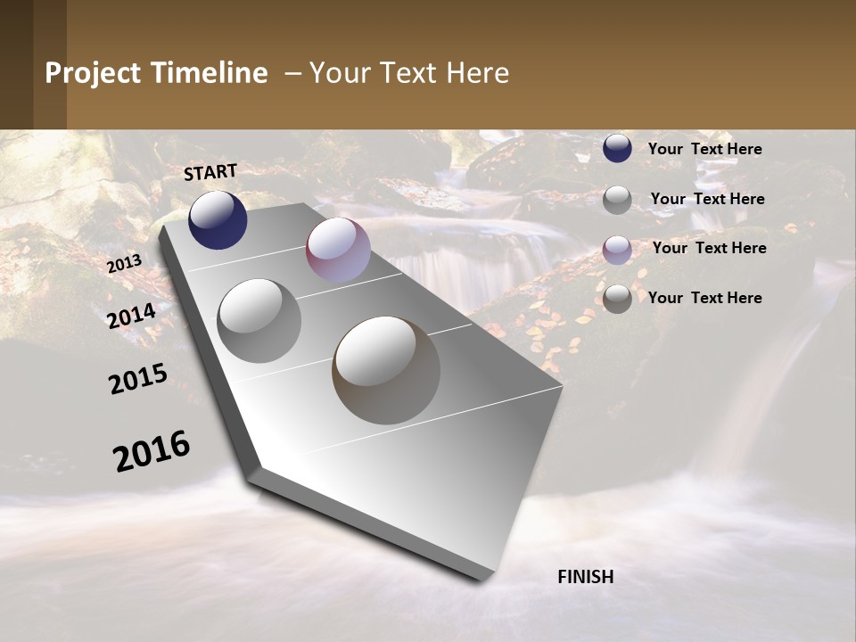 A Stream Of Water Surrounded By Rocks And Leaves PowerPoint Template