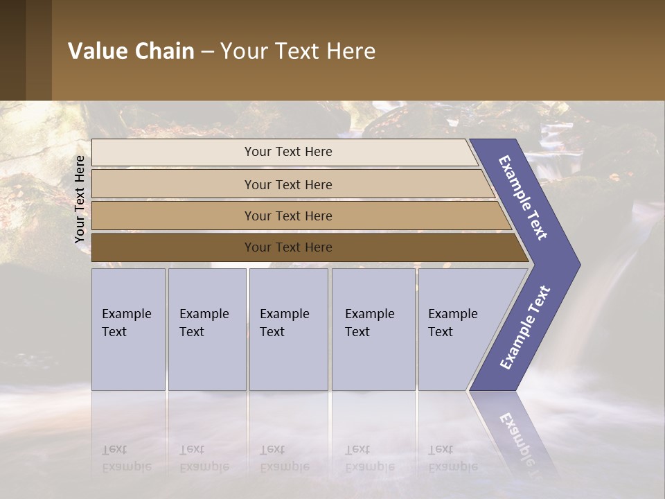 A Stream Of Water Surrounded By Rocks And Leaves PowerPoint Template