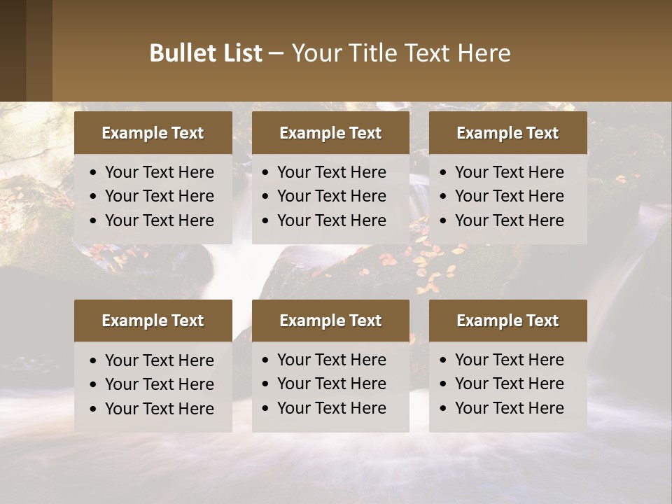 A Stream Of Water Surrounded By Rocks And Leaves PowerPoint Template