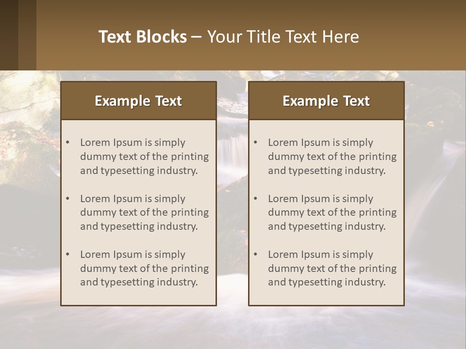 A Stream Of Water Surrounded By Rocks And Leaves PowerPoint Template