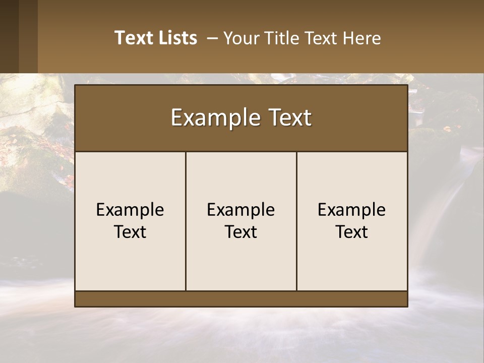 A Stream Of Water Surrounded By Rocks And Leaves PowerPoint Template