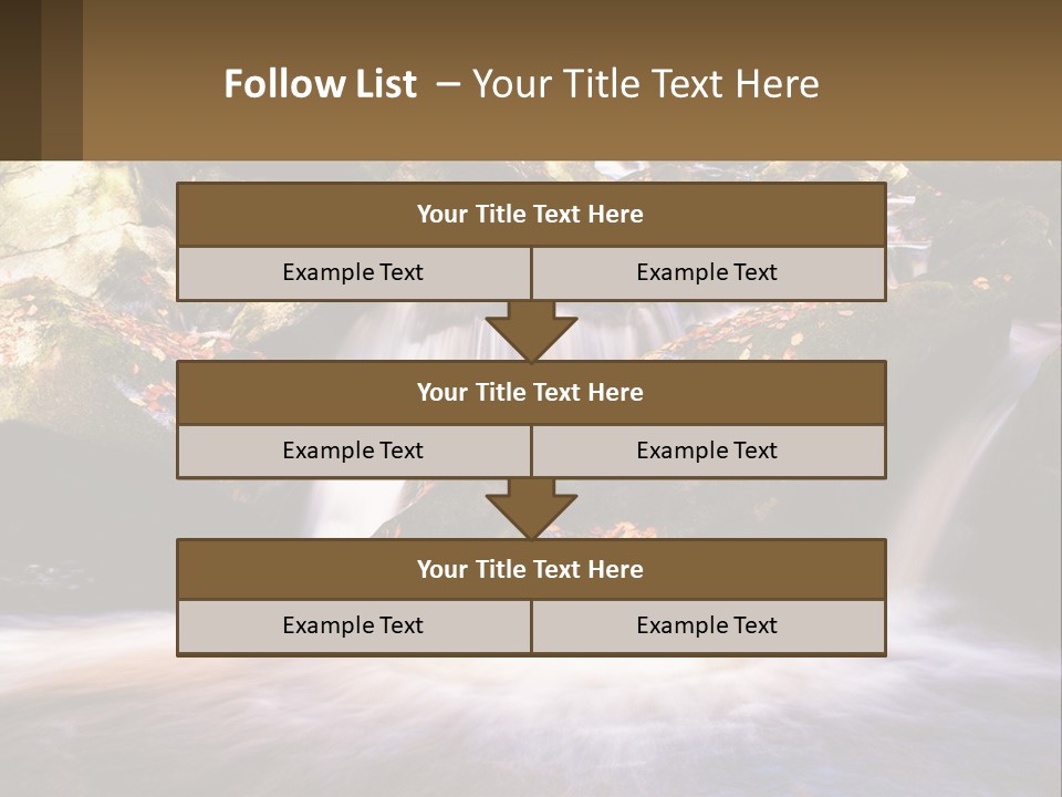 A Stream Of Water Surrounded By Rocks And Leaves PowerPoint Template