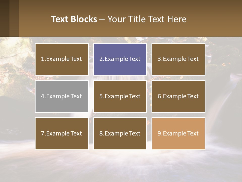 A Stream Of Water Surrounded By Rocks And Leaves PowerPoint Template