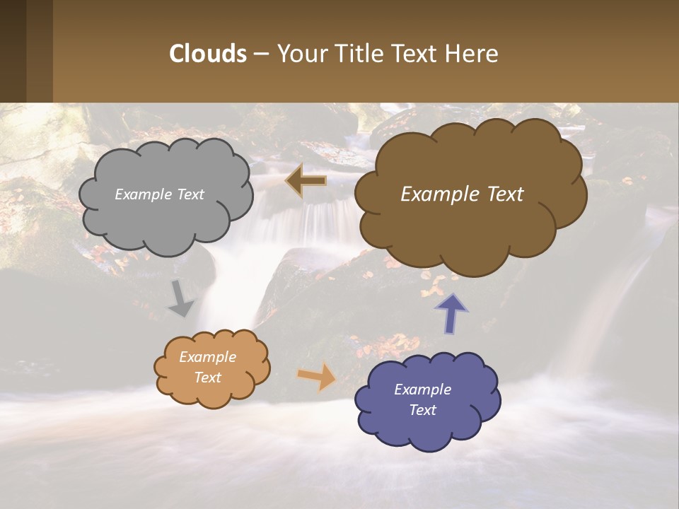 A Stream Of Water Surrounded By Rocks And Leaves PowerPoint Template