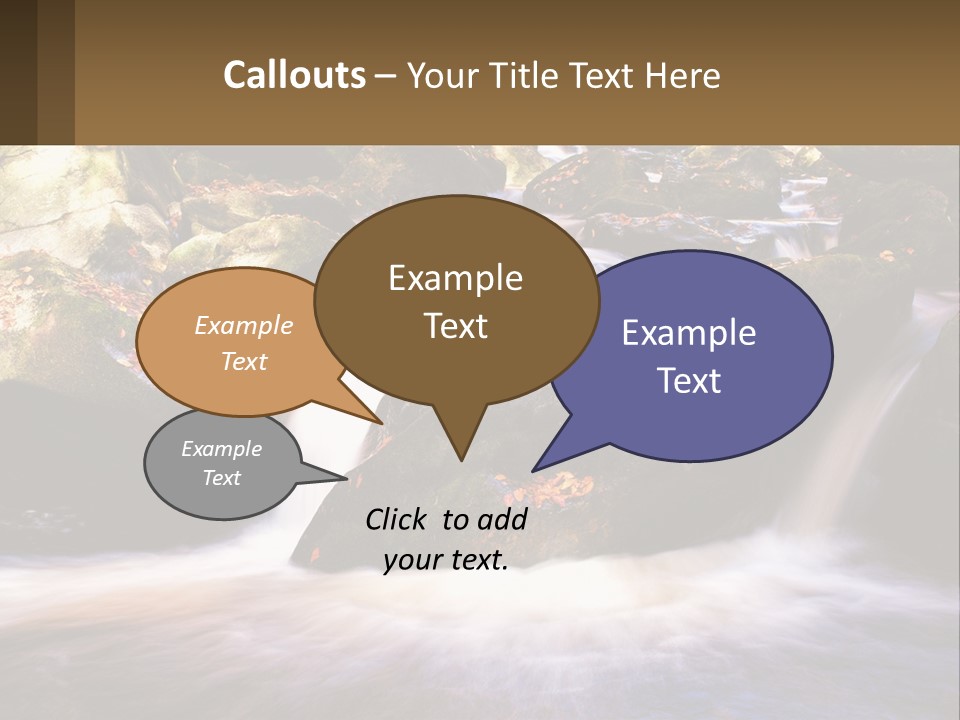 A Stream Of Water Surrounded By Rocks And Leaves PowerPoint Template