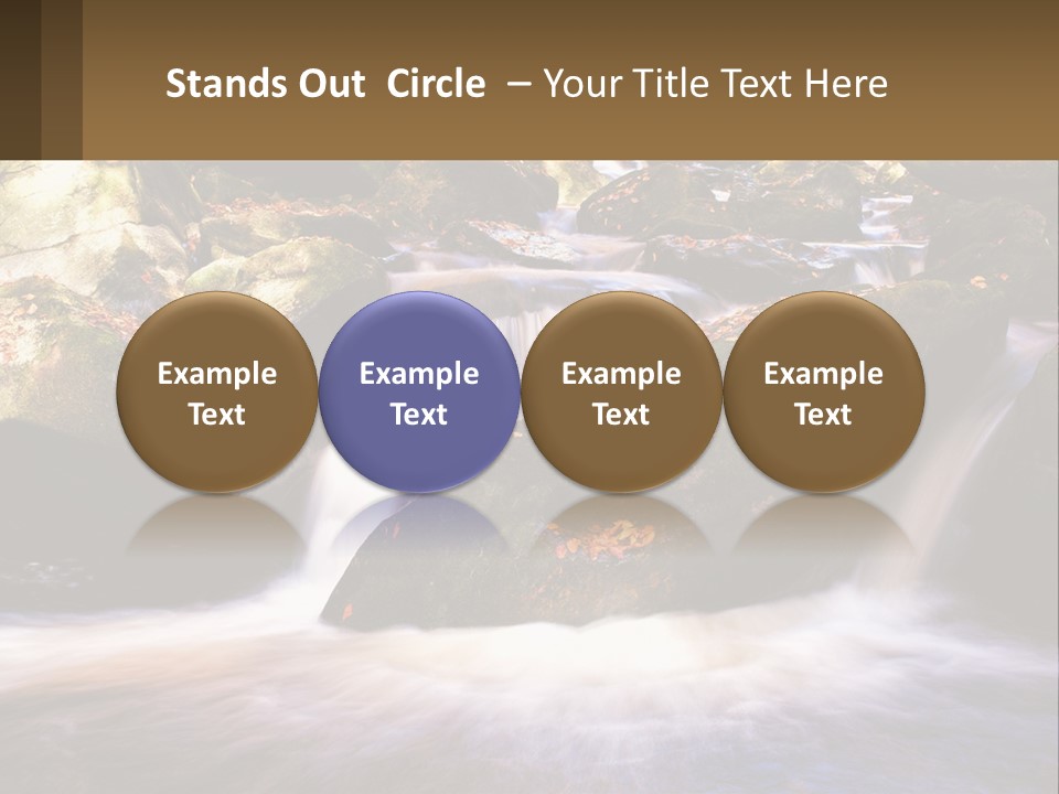 A Stream Of Water Surrounded By Rocks And Leaves PowerPoint Template