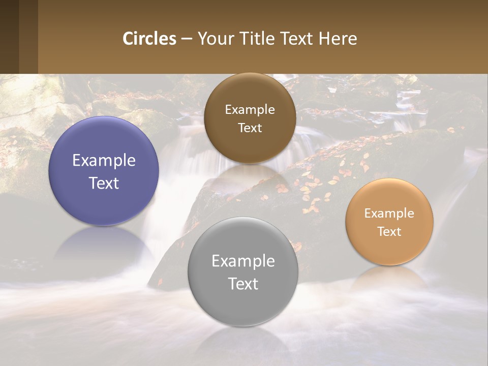 A Stream Of Water Surrounded By Rocks And Leaves PowerPoint Template