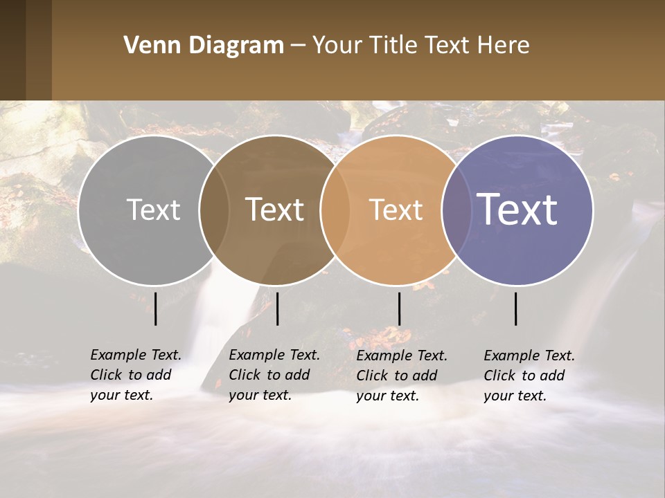 A Stream Of Water Surrounded By Rocks And Leaves PowerPoint Template