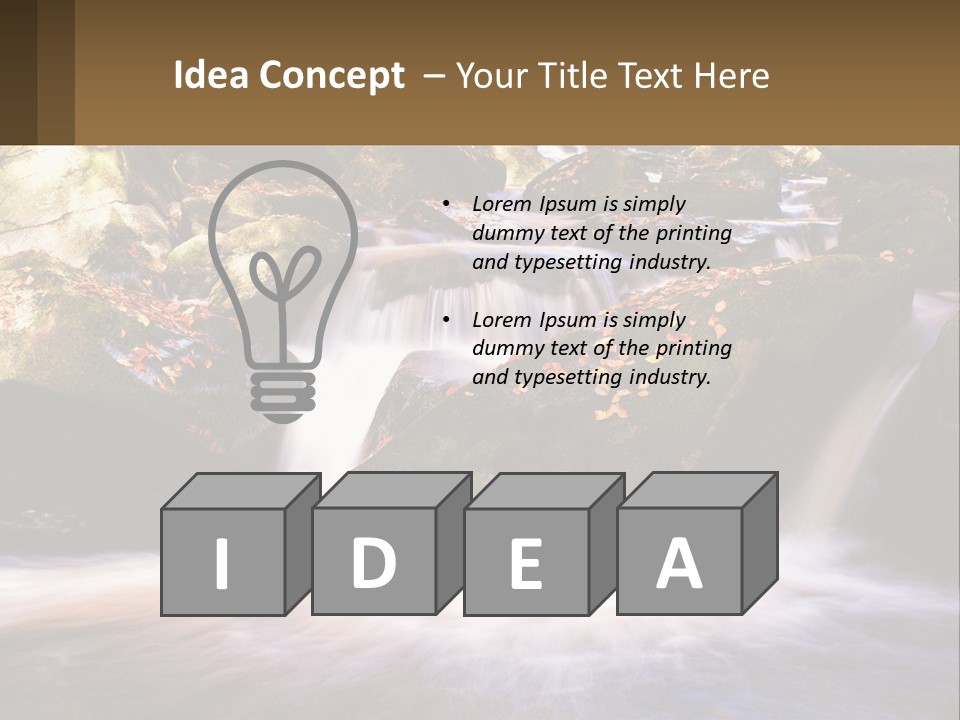 A Stream Of Water Surrounded By Rocks And Leaves PowerPoint Template