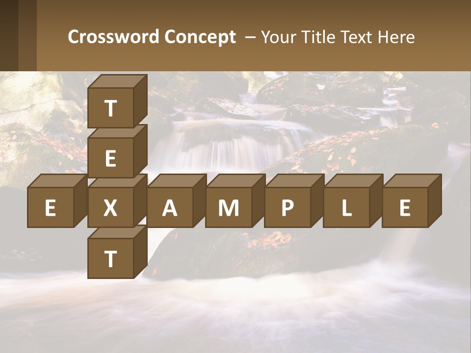 A Stream Of Water Surrounded By Rocks And Leaves PowerPoint Template