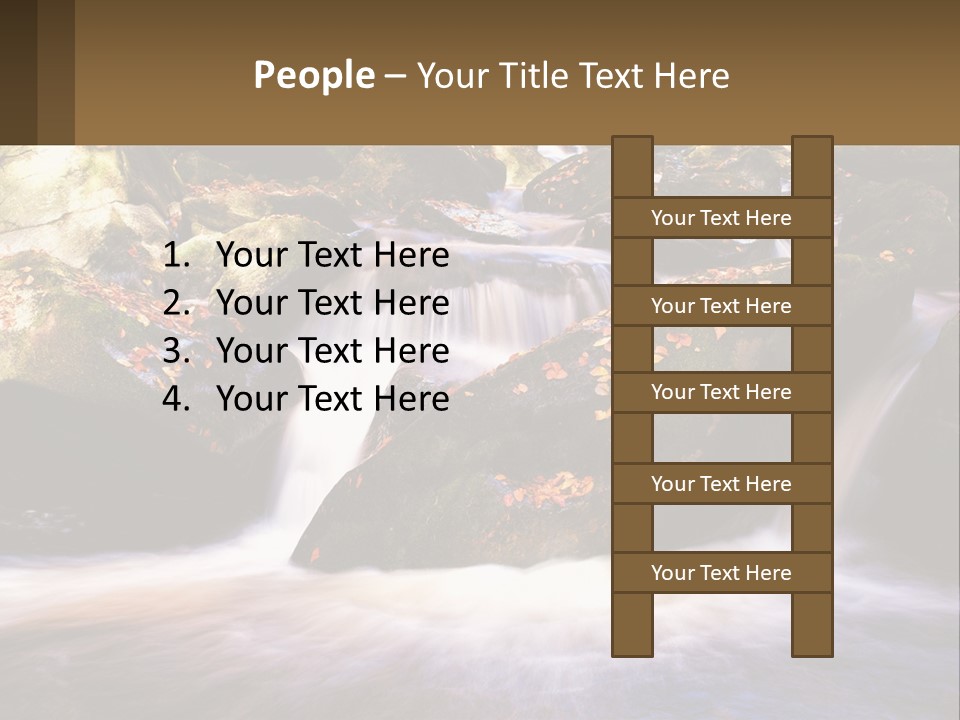 A Stream Of Water Surrounded By Rocks And Leaves PowerPoint Template