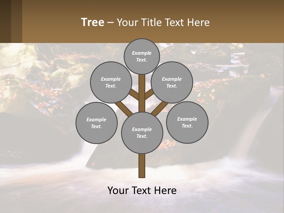 A Stream Of Water Surrounded By Rocks And Leaves PowerPoint Template