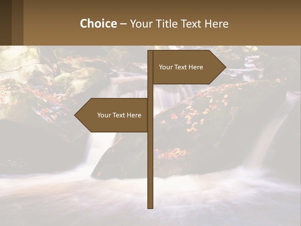 A Stream Of Water Surrounded By Rocks And Leaves PowerPoint Template