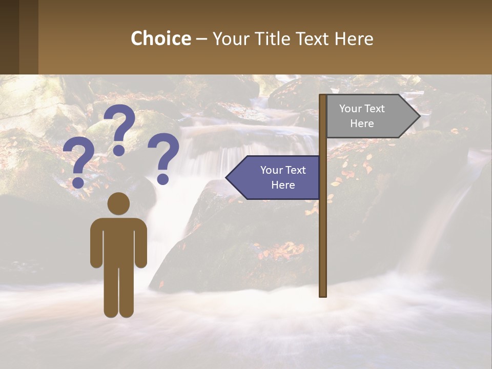 A Stream Of Water Surrounded By Rocks And Leaves PowerPoint Template