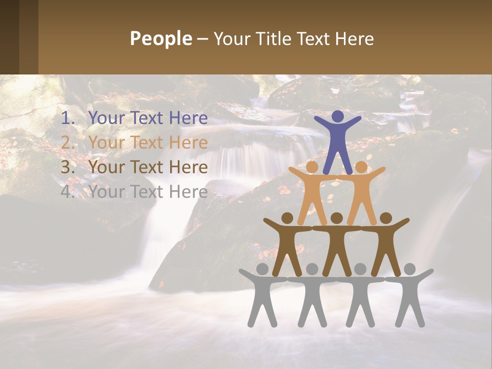 A Stream Of Water Surrounded By Rocks And Leaves PowerPoint Template