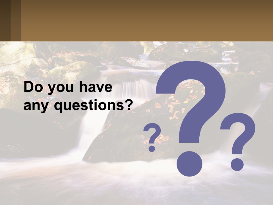 A Stream Of Water Surrounded By Rocks And Leaves PowerPoint Template