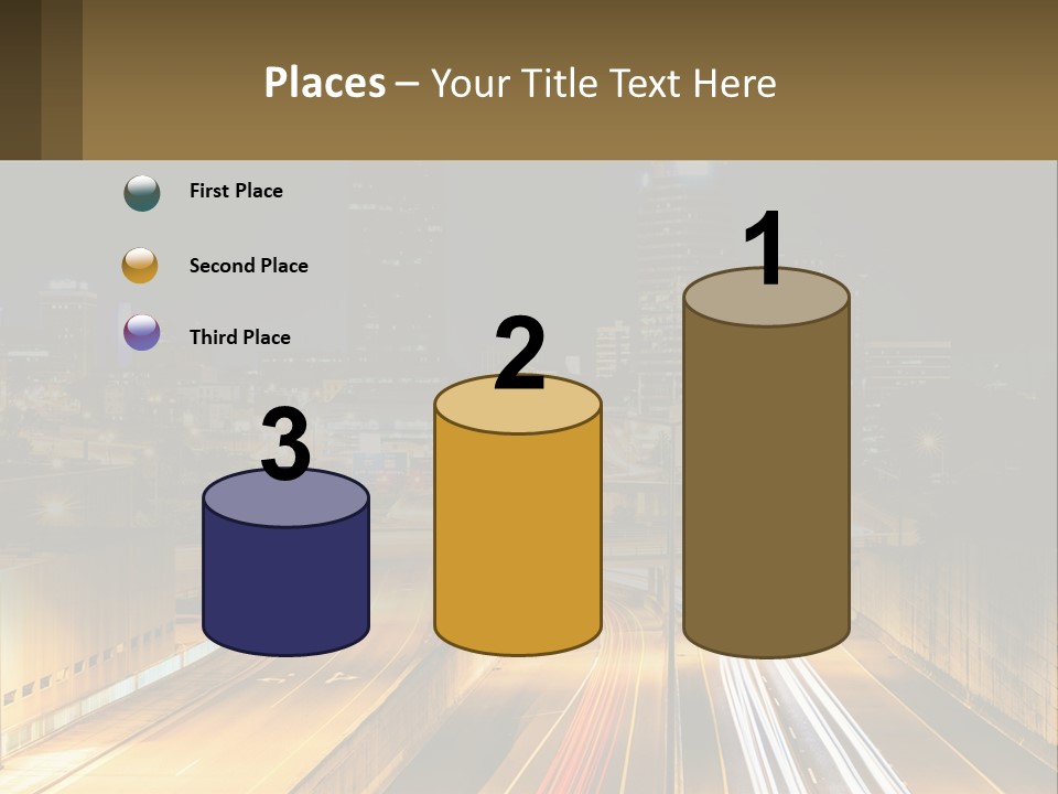 A City At Night With Light Streaks On The Road PowerPoint Template