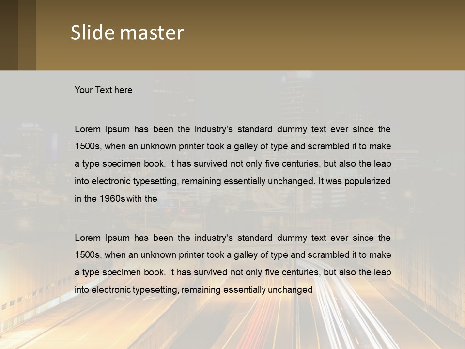 A City At Night With Light Streaks On The Road PowerPoint Template