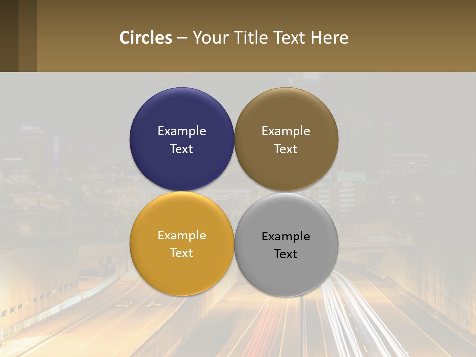 A City At Night With Light Streaks On The Road PowerPoint Template