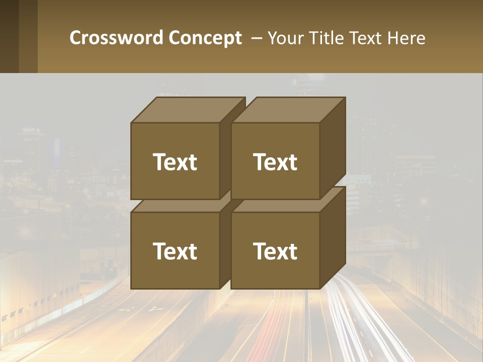 A City At Night With Light Streaks On The Road PowerPoint Template