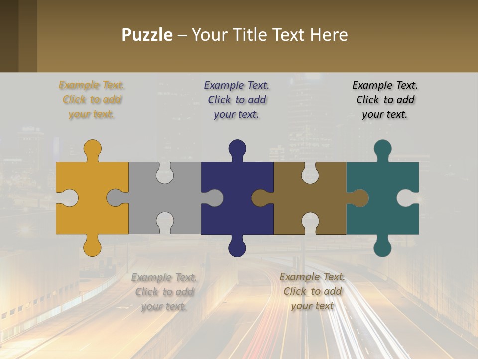 A City At Night With Light Streaks On The Road PowerPoint Template