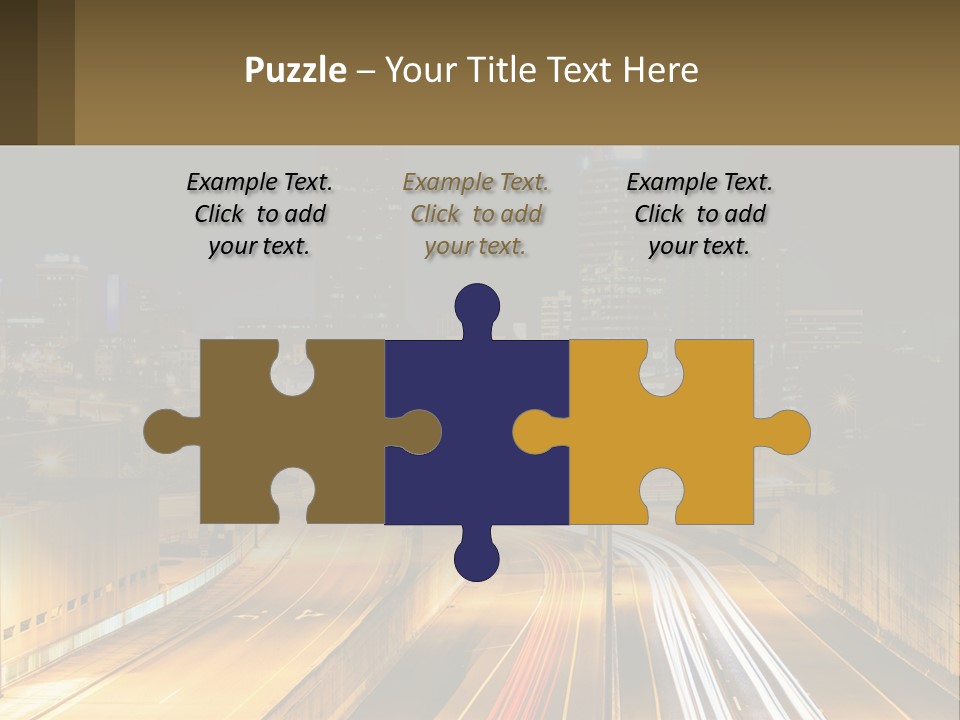 A City At Night With Light Streaks On The Road PowerPoint Template