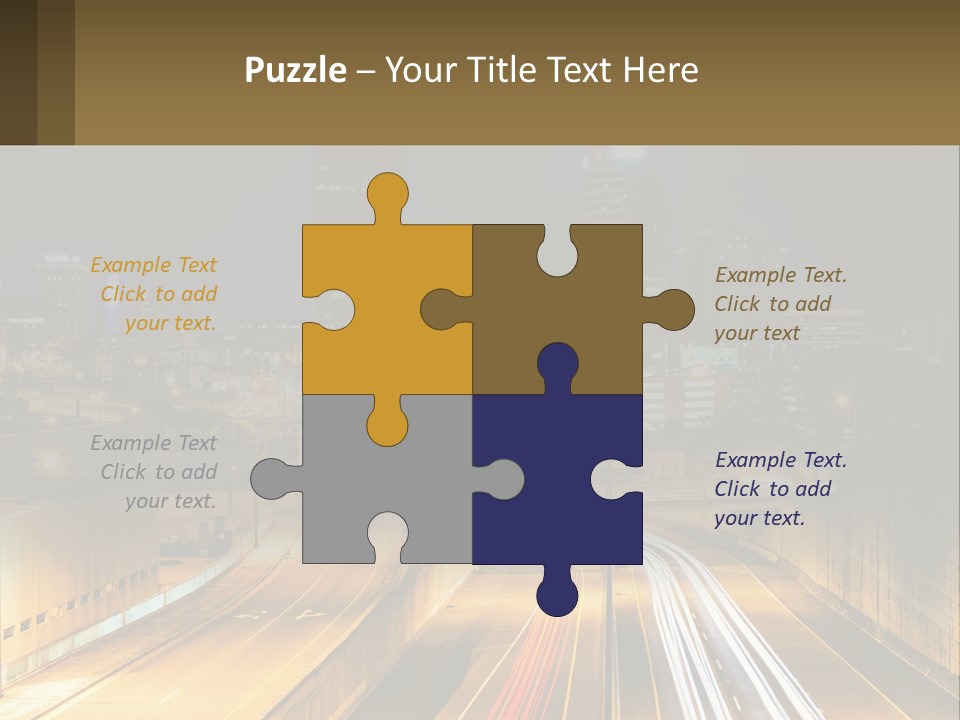 A City At Night With Light Streaks On The Road PowerPoint Template