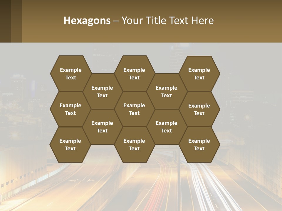 A City At Night With Light Streaks On The Road PowerPoint Template