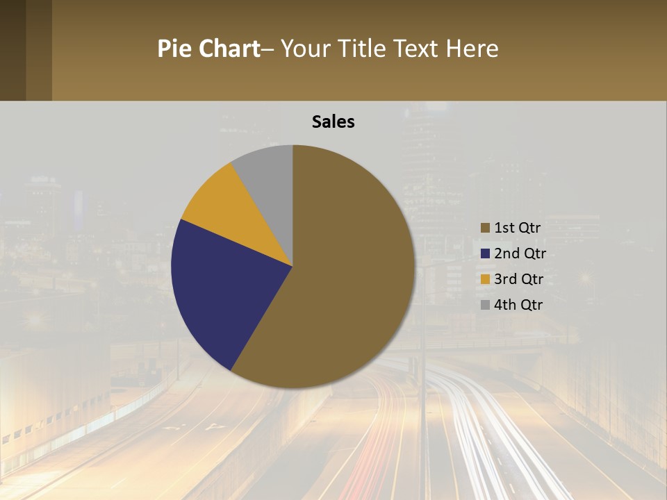 A City At Night With Light Streaks On The Road PowerPoint Template
