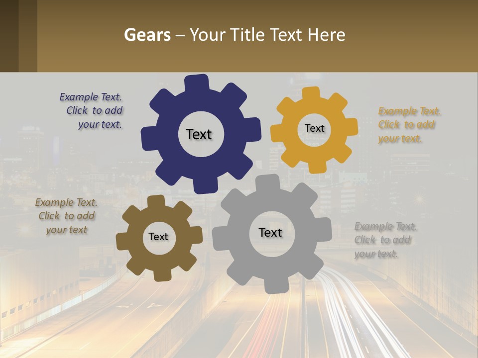 A City At Night With Light Streaks On The Road PowerPoint Template