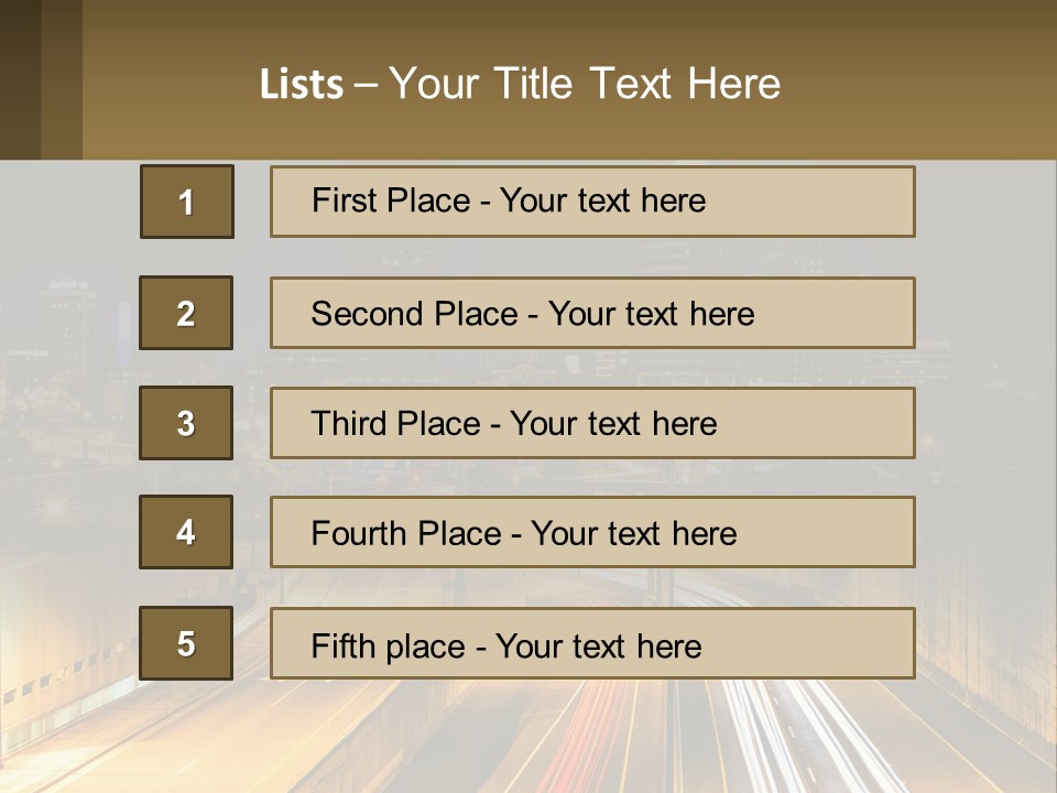 A City At Night With Light Streaks On The Road PowerPoint Template