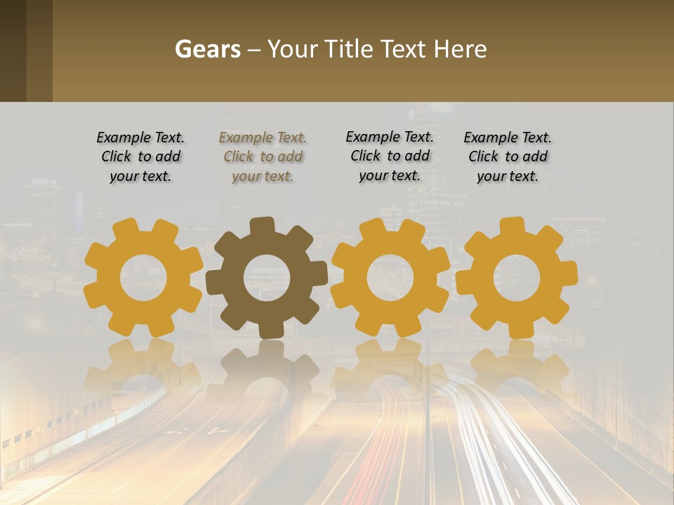 A City At Night With Light Streaks On The Road PowerPoint Template