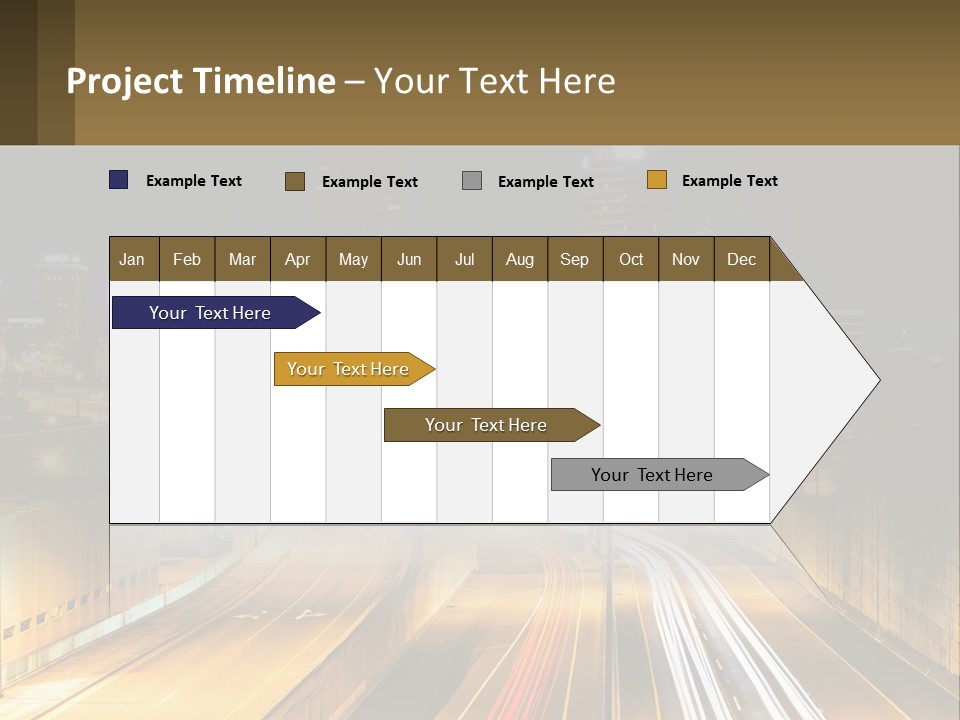 A City At Night With Light Streaks On The Road PowerPoint Template