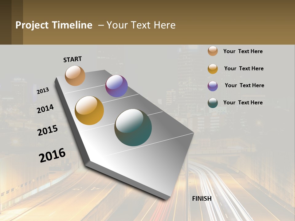 A City At Night With Light Streaks On The Road PowerPoint Template
