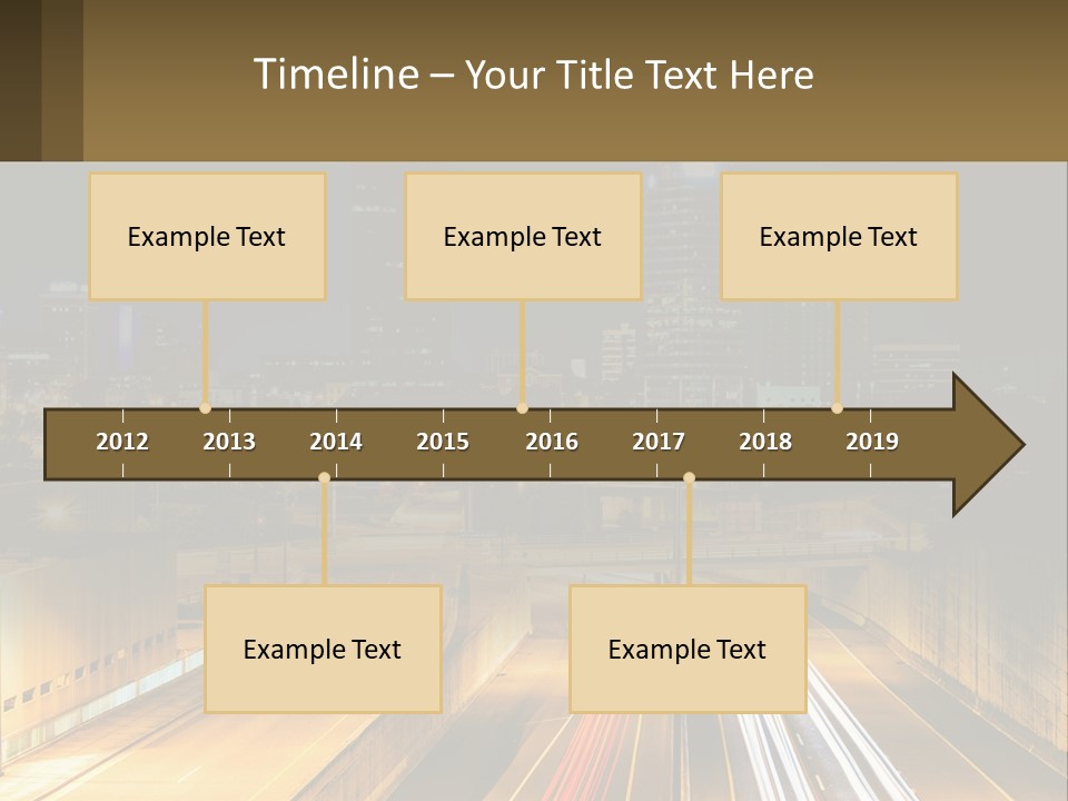 A City At Night With Light Streaks On The Road PowerPoint Template