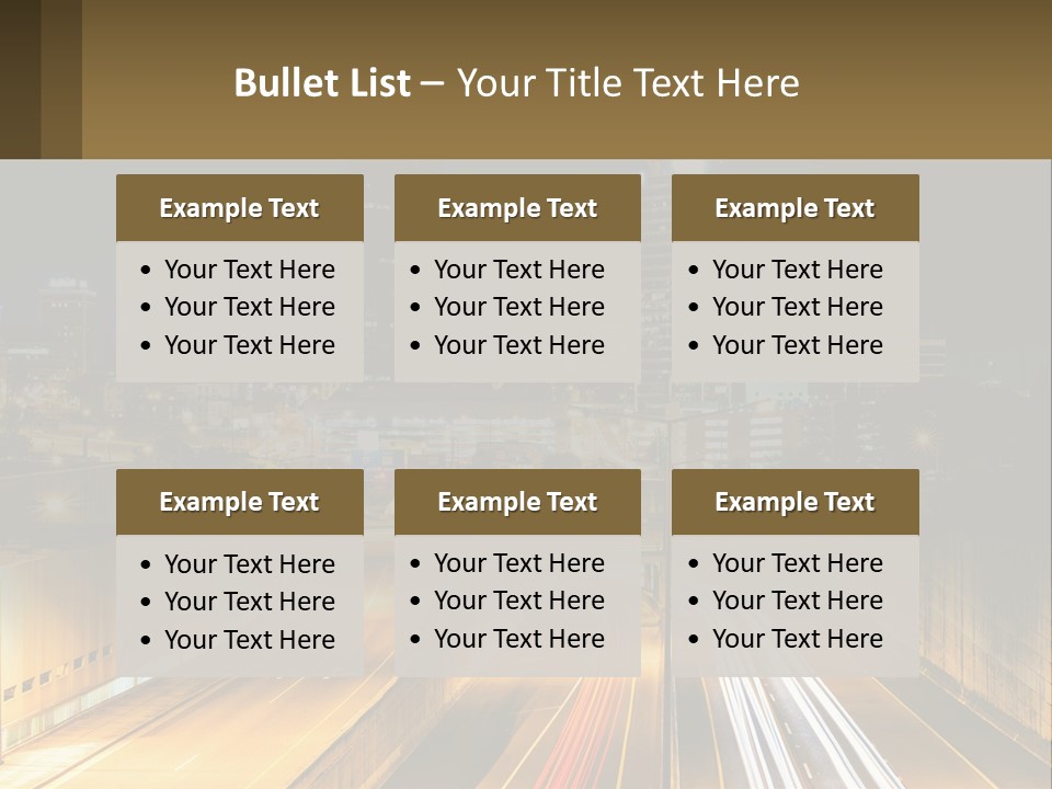 A City At Night With Light Streaks On The Road PowerPoint Template