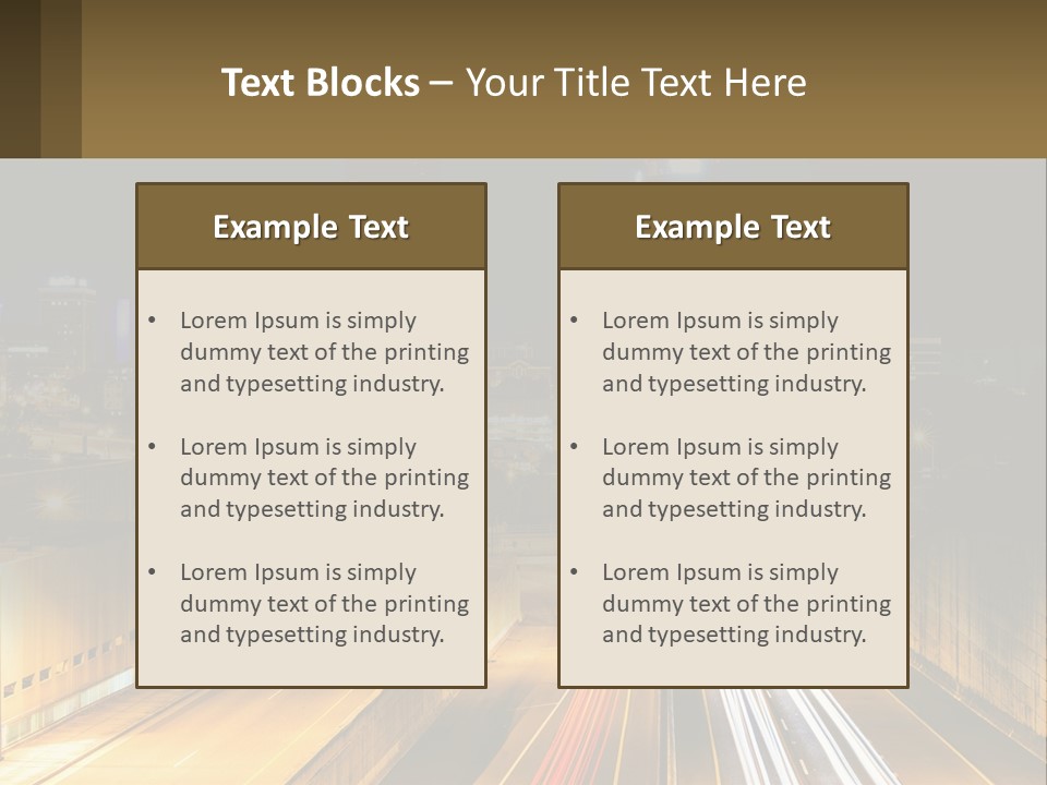 A City At Night With Light Streaks On The Road PowerPoint Template