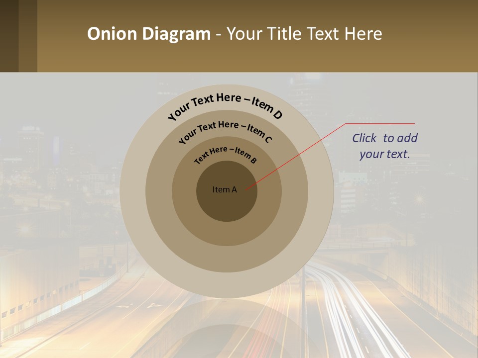 A City At Night With Light Streaks On The Road PowerPoint Template