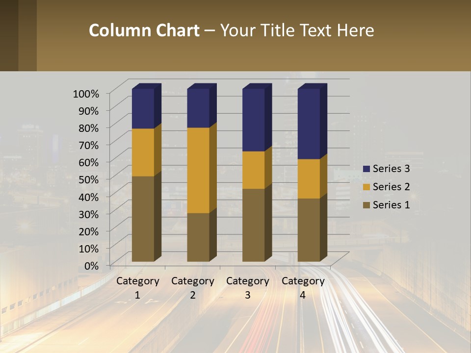 A City At Night With Light Streaks On The Road PowerPoint Template